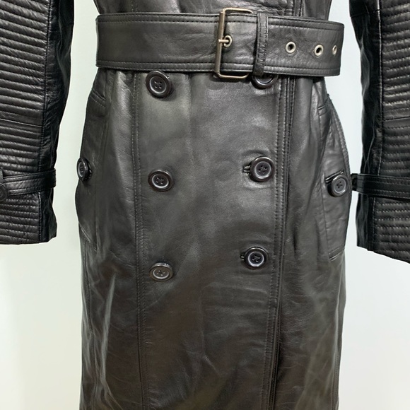 FZ Merchandise Double Breasted Belted Moto Leather Coat Size XS - Picture 5 of 13